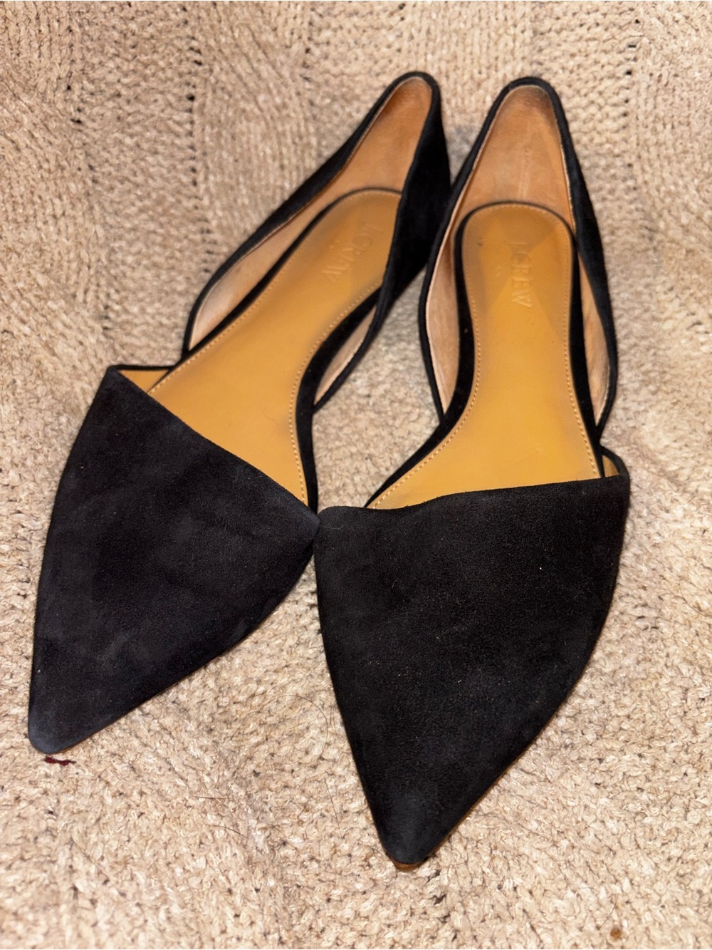 J.Crew Black Suede Pointed Toe D’Orsay Flats Size 8.5